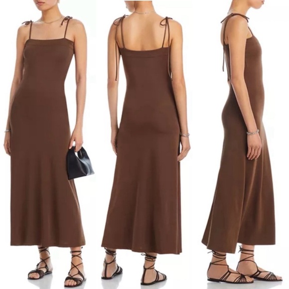 By Malene Birger Catania Tie Strap Midi Dress in Brown, Size L New w/Tag - Picture 1 of 7